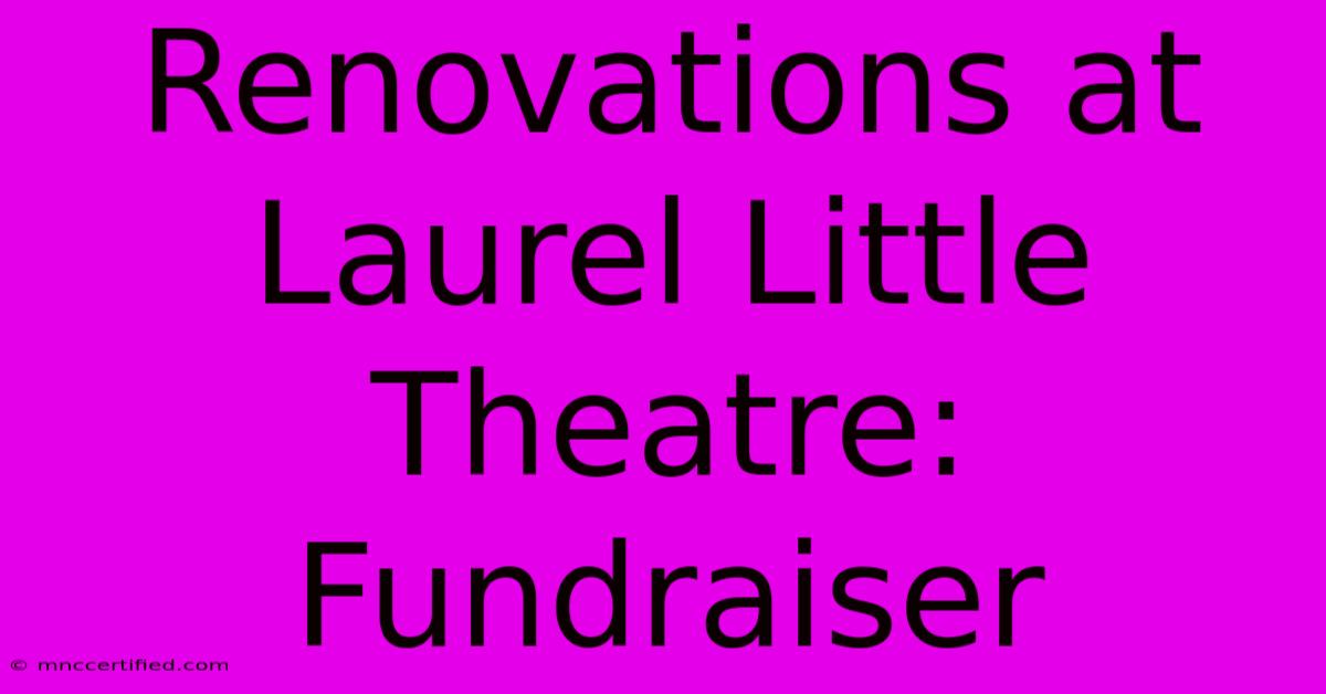 Renovations At Laurel Little Theatre: Fundraiser