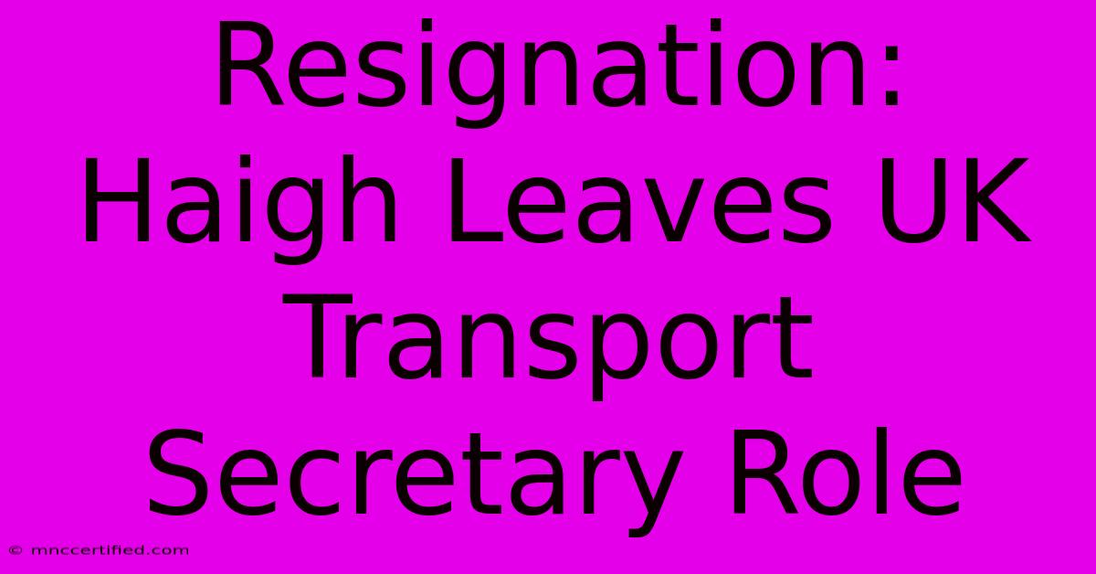 Resignation: Haigh Leaves UK Transport Secretary Role