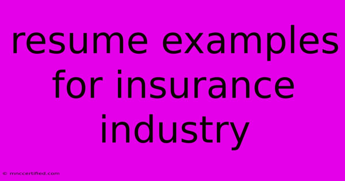 Resume Examples For Insurance Industry