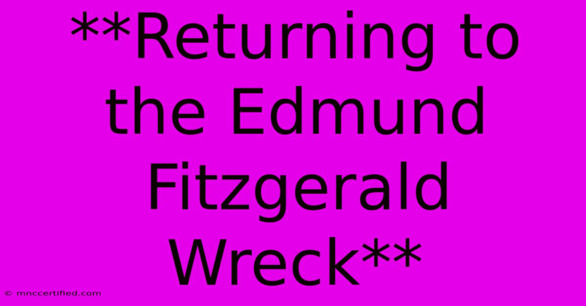 **Returning To The Edmund Fitzgerald Wreck**