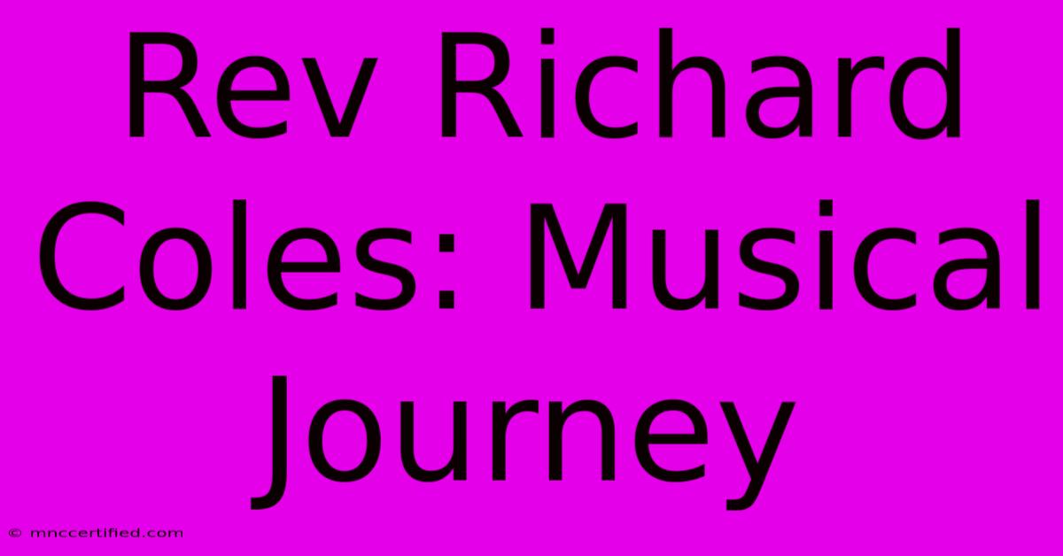 Rev Richard Coles: Musical Journey