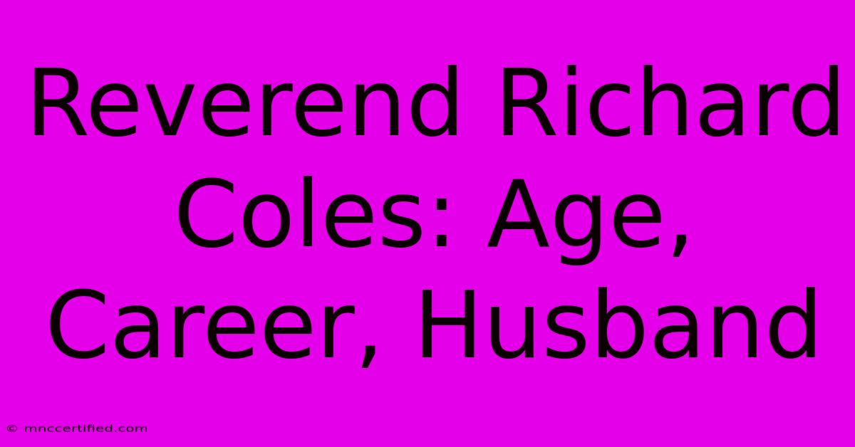 Reverend Richard Coles: Age, Career, Husband