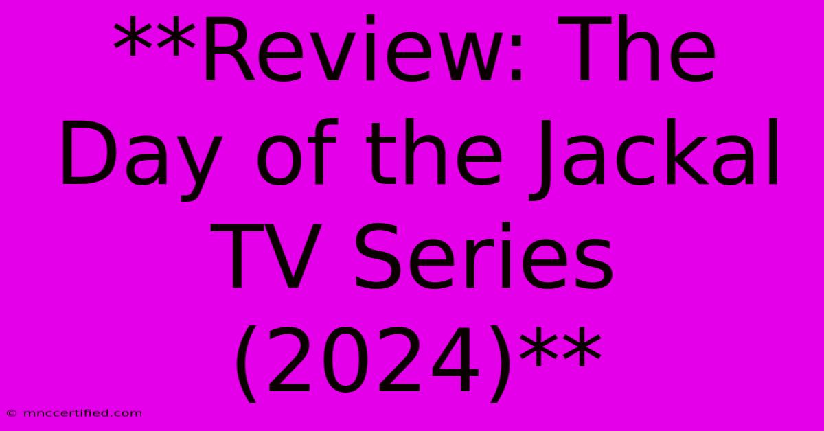 **Review: The Day Of The Jackal TV Series (2024)**