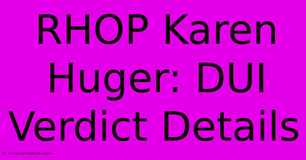 RHOP Karen Huger: DUI Verdict Details