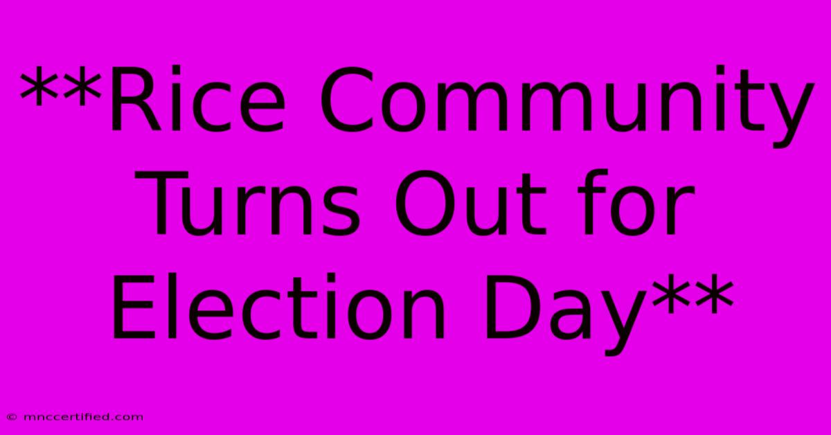 **Rice Community Turns Out For Election Day**