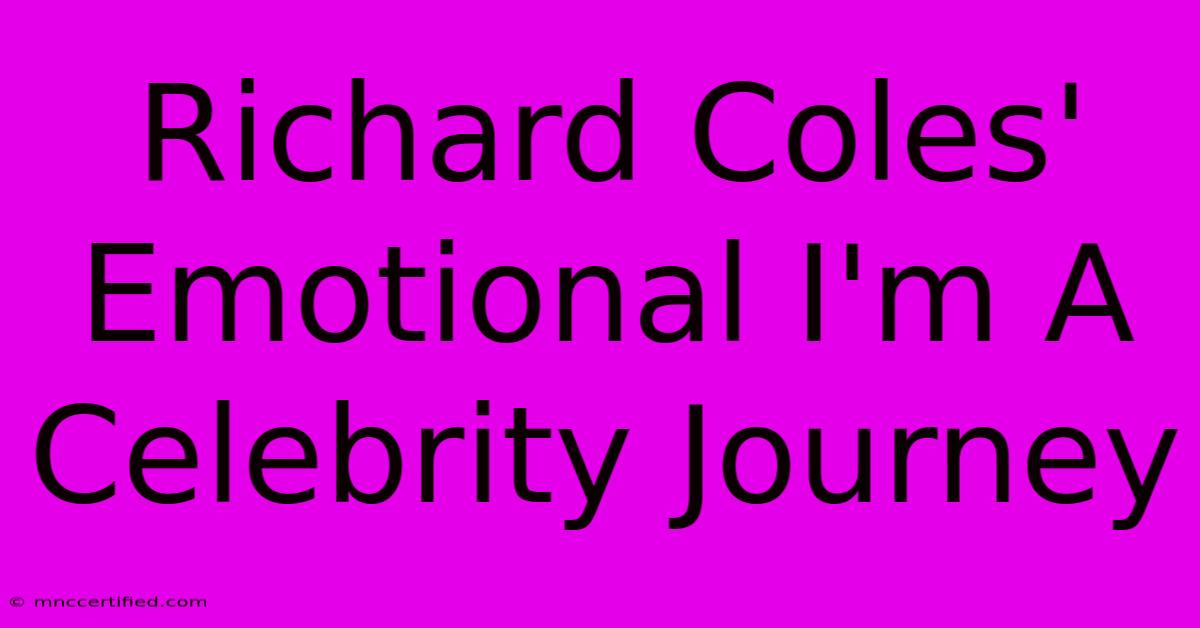 Richard Coles' Emotional I'm A Celebrity Journey