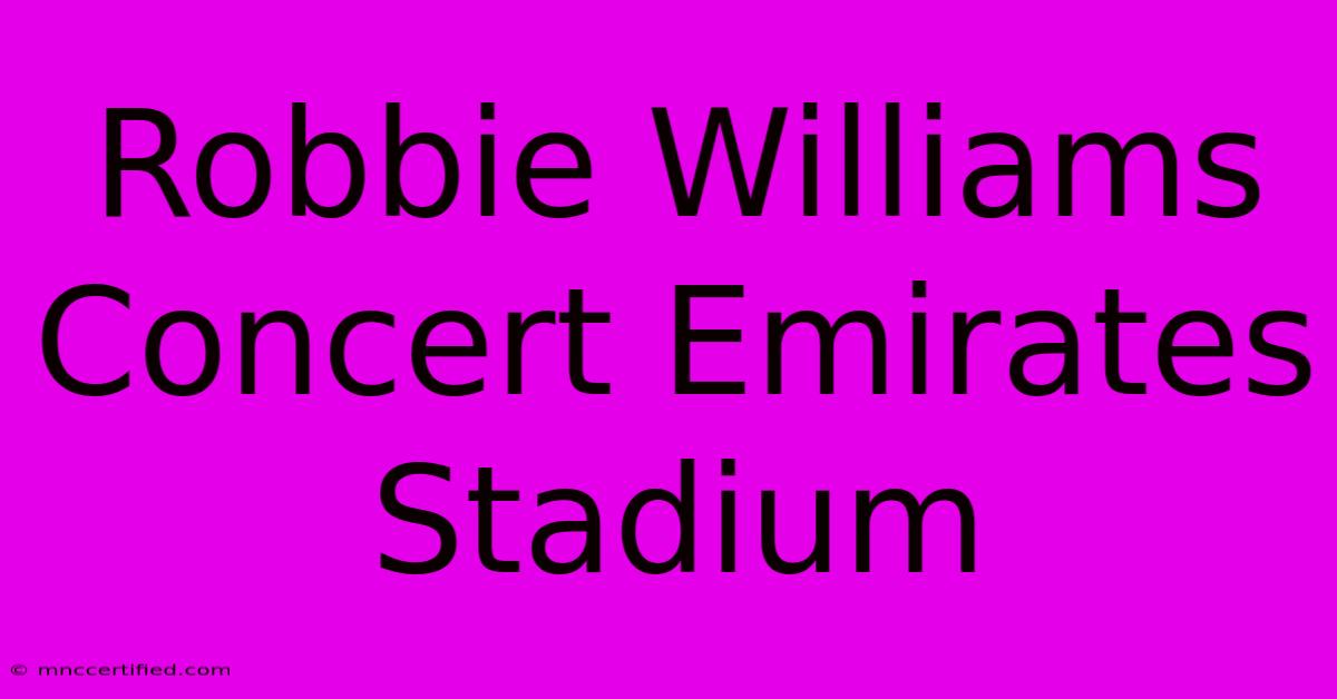 Robbie Williams Concert Emirates Stadium