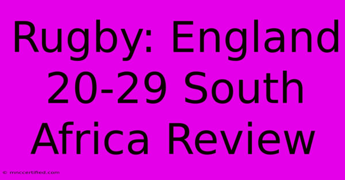 Rugby: England 20-29 South Africa Review