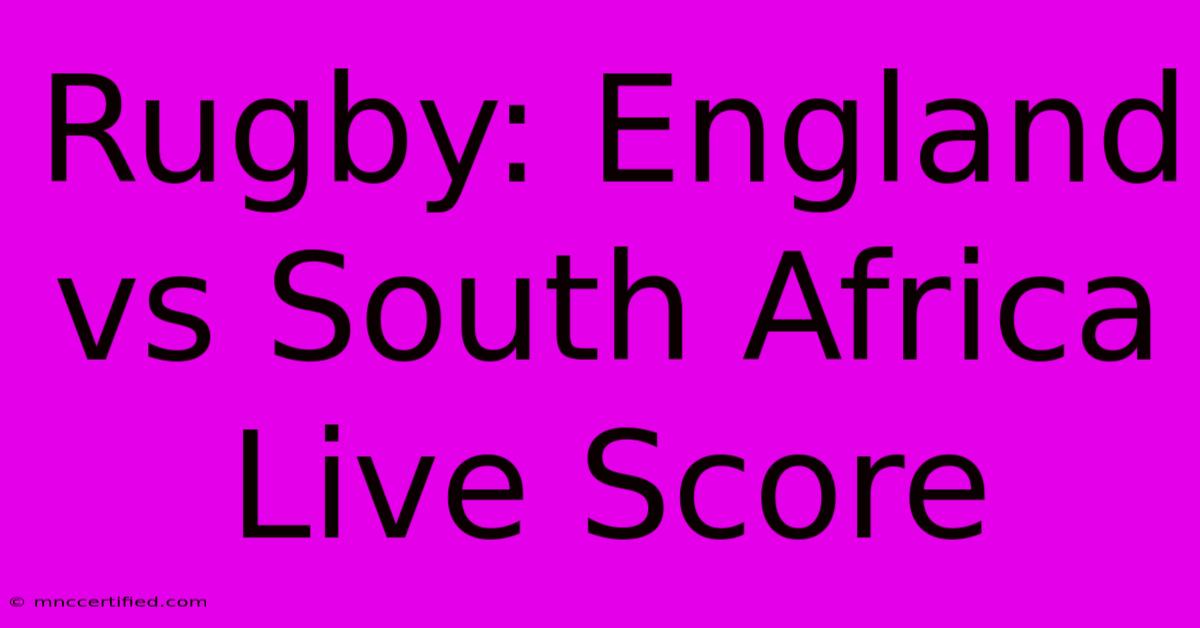 Rugby: England Vs South Africa Live Score