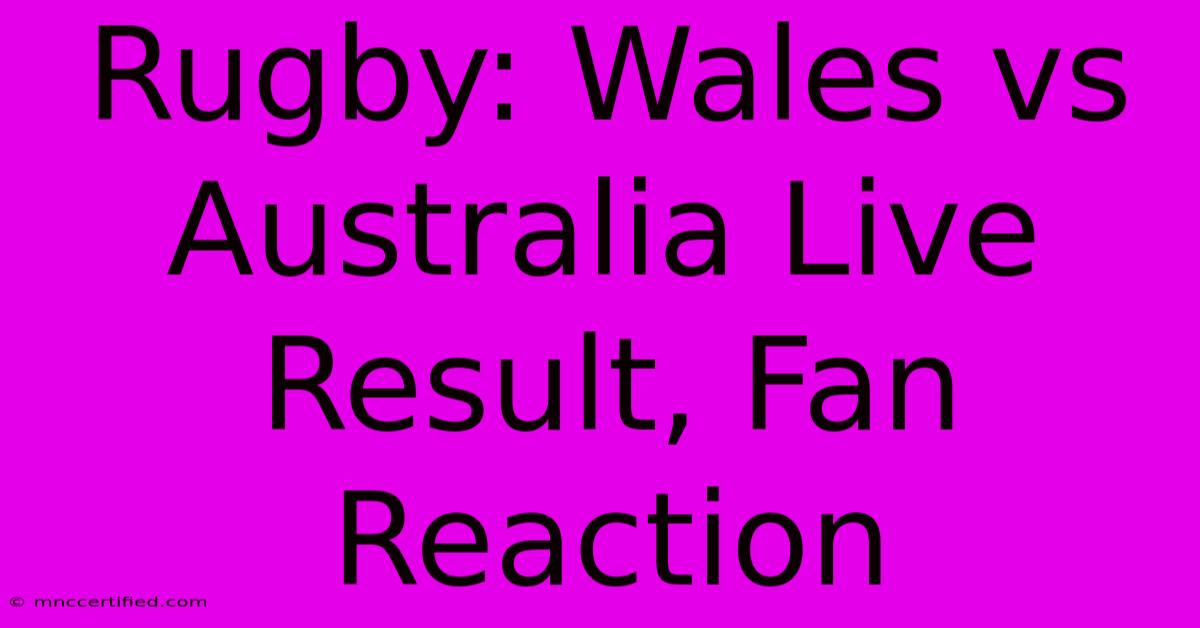 Rugby: Wales Vs Australia Live Result, Fan Reaction