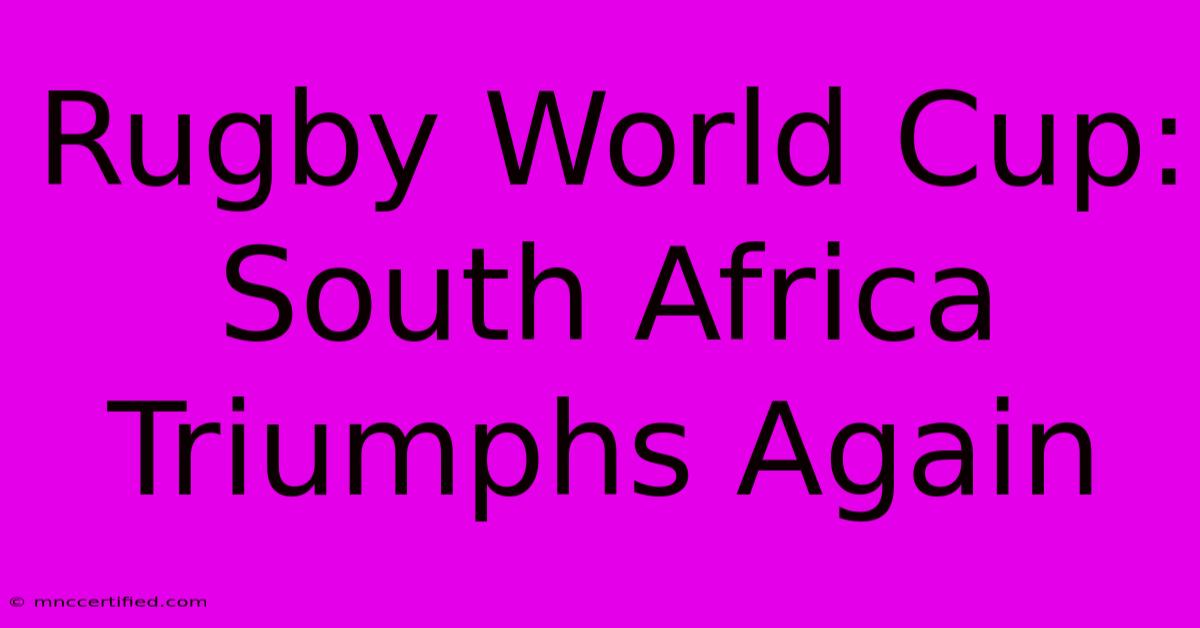 Rugby World Cup: South Africa Triumphs Again