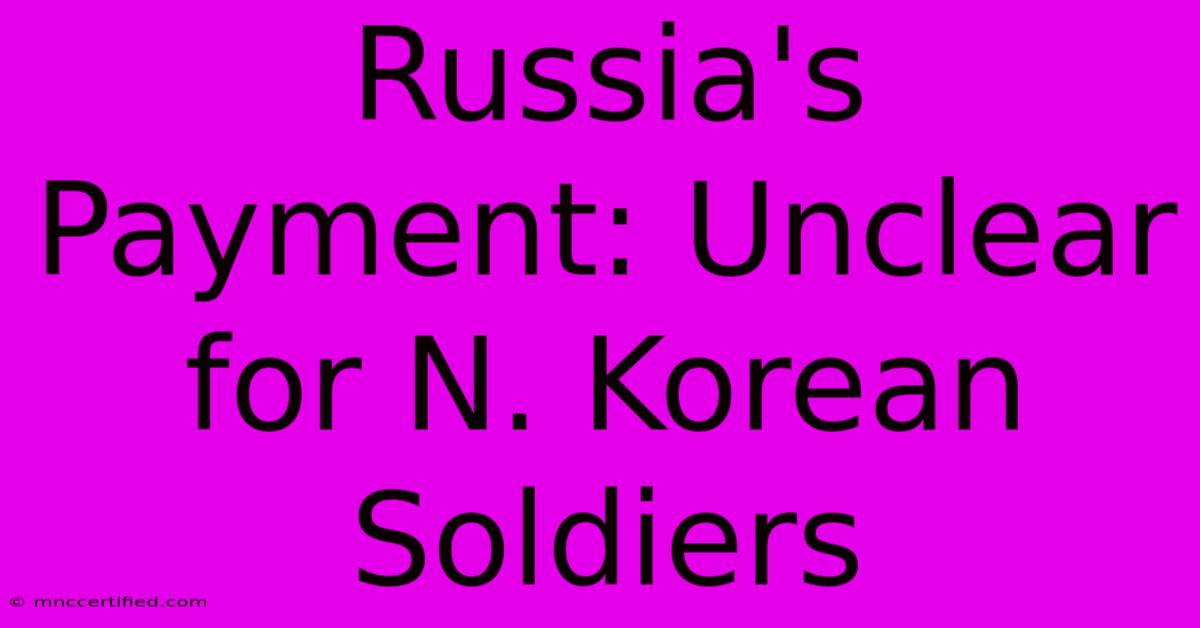 Russia's Payment: Unclear For N. Korean Soldiers