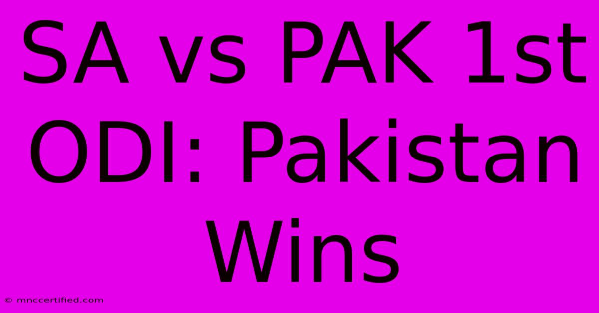 SA Vs PAK 1st ODI: Pakistan Wins