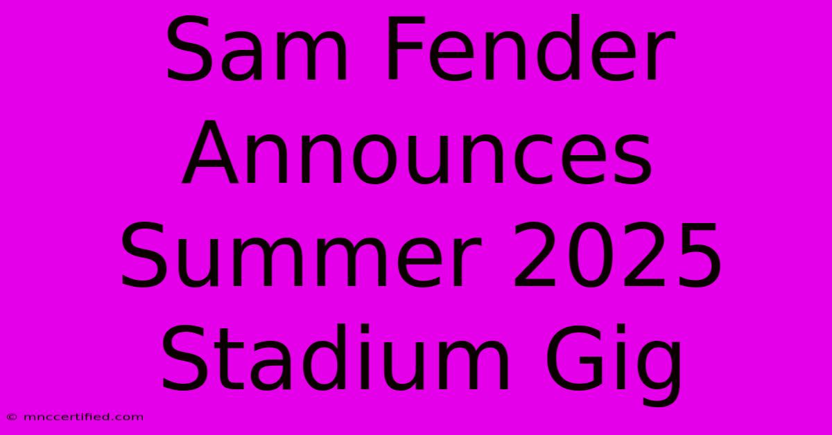 Sam Fender Announces Summer 2025 Stadium Gig