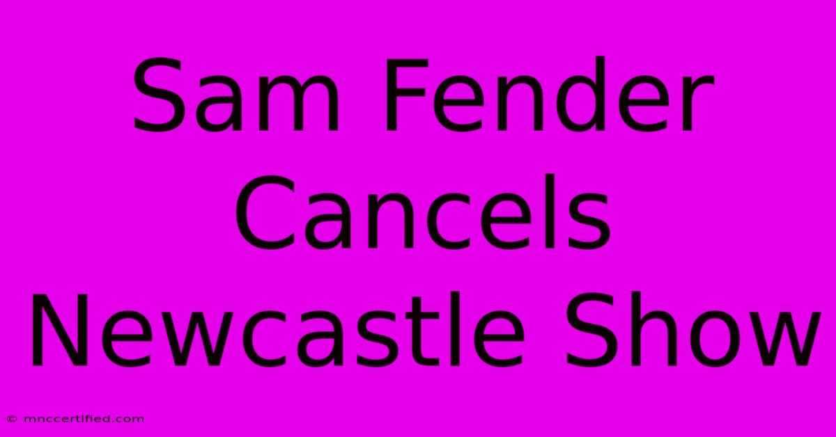 Sam Fender Cancels Newcastle Show