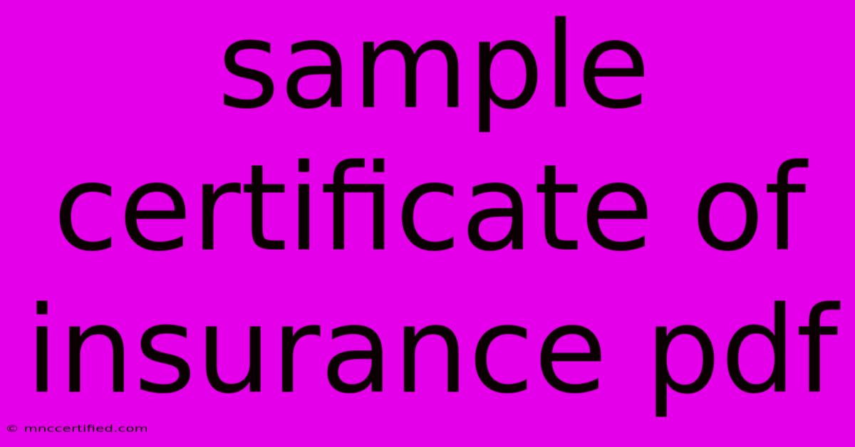 Sample Certificate Of Insurance Pdf