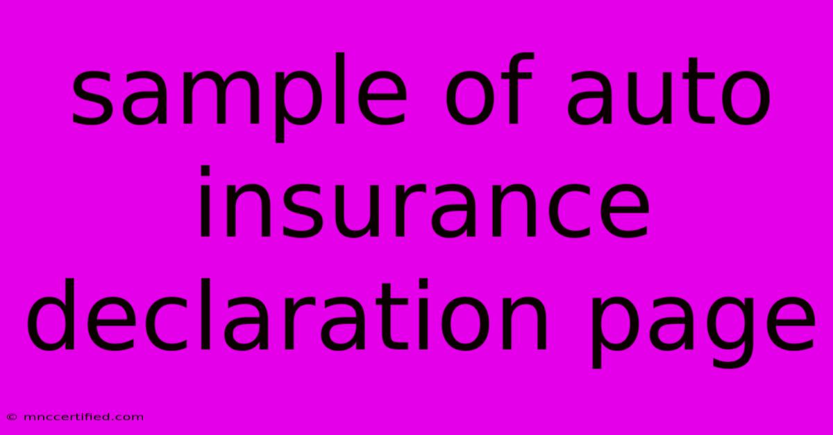 Sample Of Auto Insurance Declaration Page