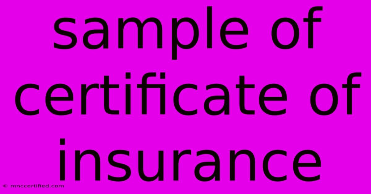 Sample Of Certificate Of Insurance