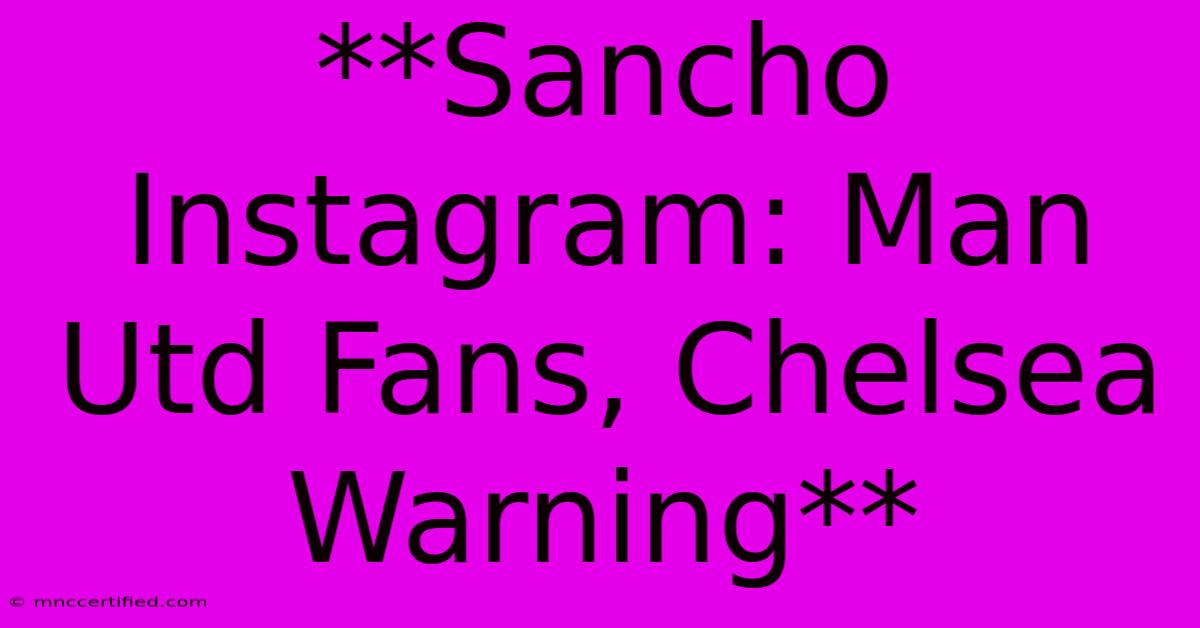 **Sancho Instagram: Man Utd Fans, Chelsea Warning** 