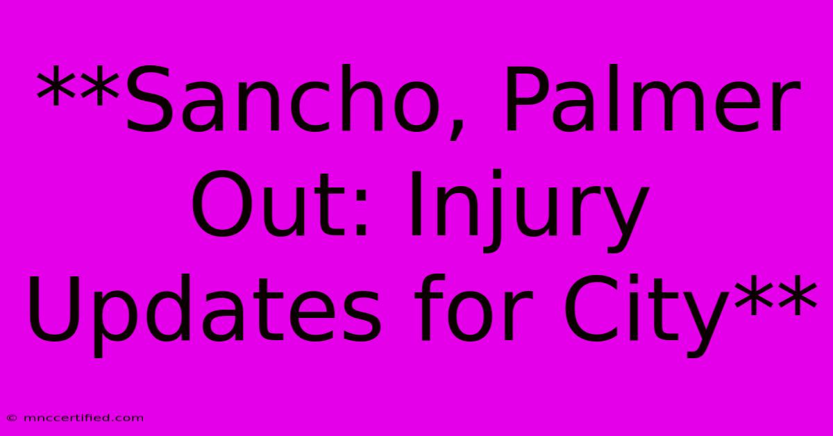 **Sancho, Palmer Out: Injury Updates For City**