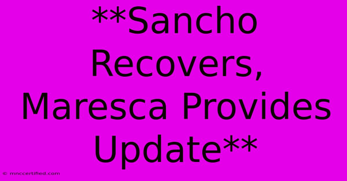 **Sancho Recovers, Maresca Provides Update** 