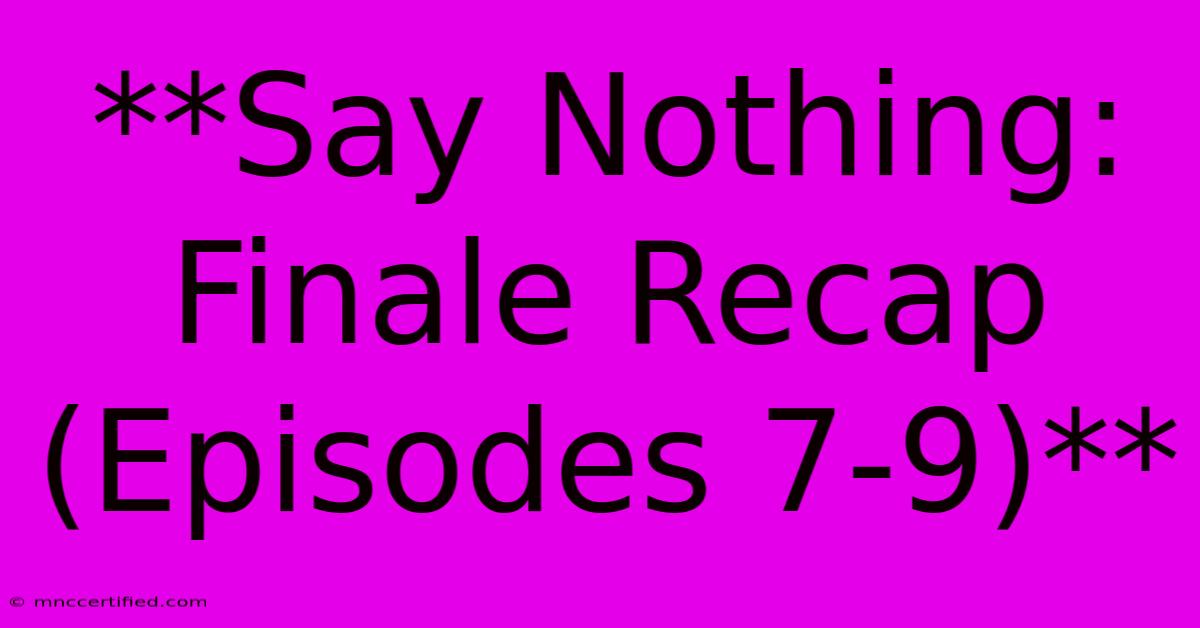 **Say Nothing: Finale Recap (Episodes 7-9)**