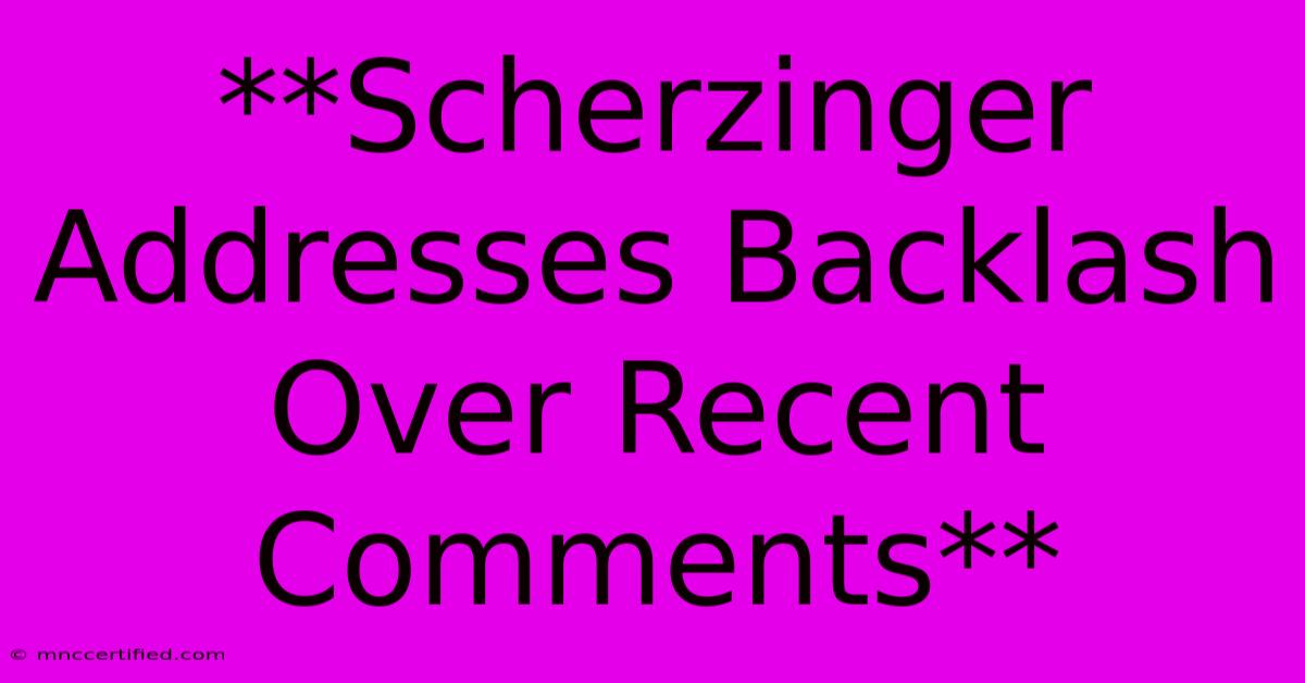 **Scherzinger Addresses Backlash Over Recent Comments**