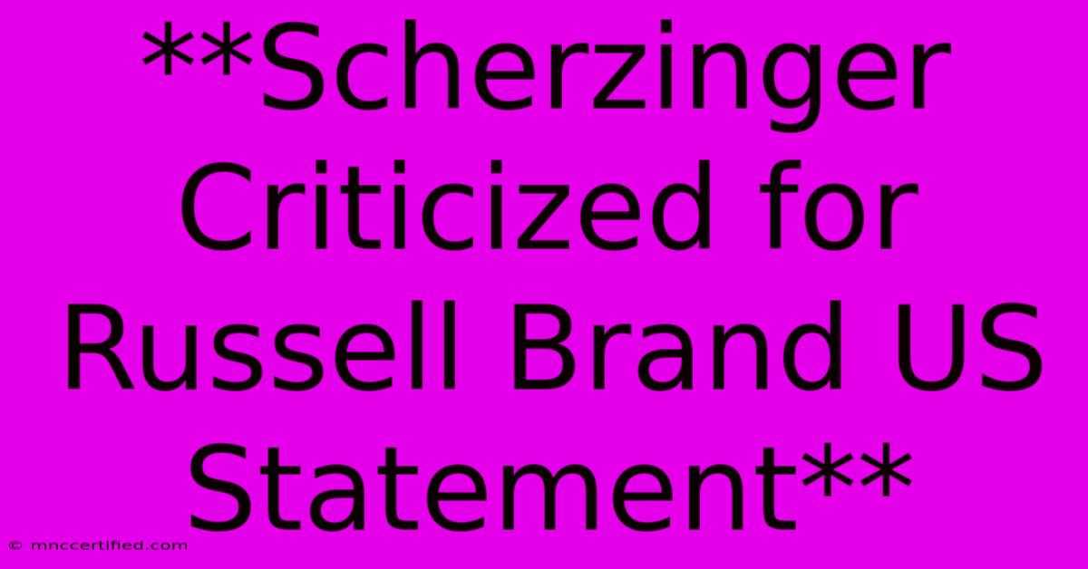 **Scherzinger Criticized For Russell Brand US Statement**