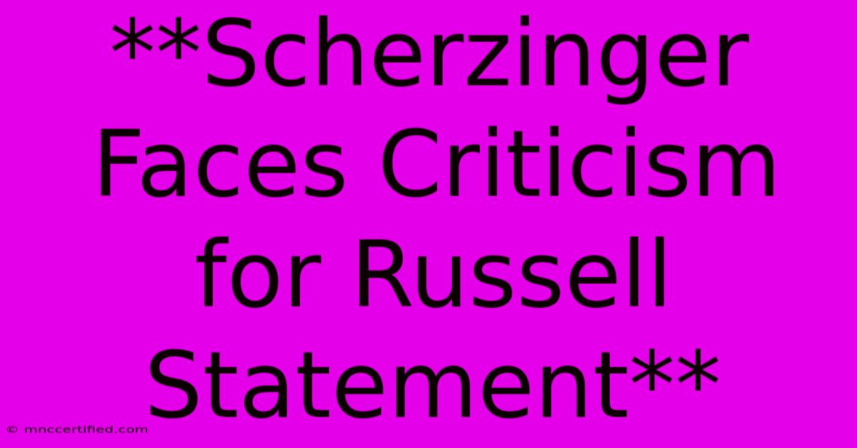 **Scherzinger Faces Criticism For Russell Statement** 