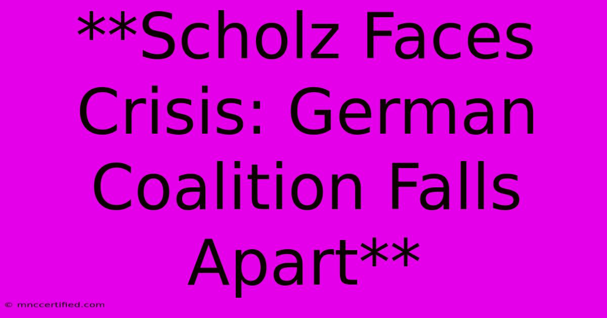 **Scholz Faces Crisis: German Coalition Falls Apart**