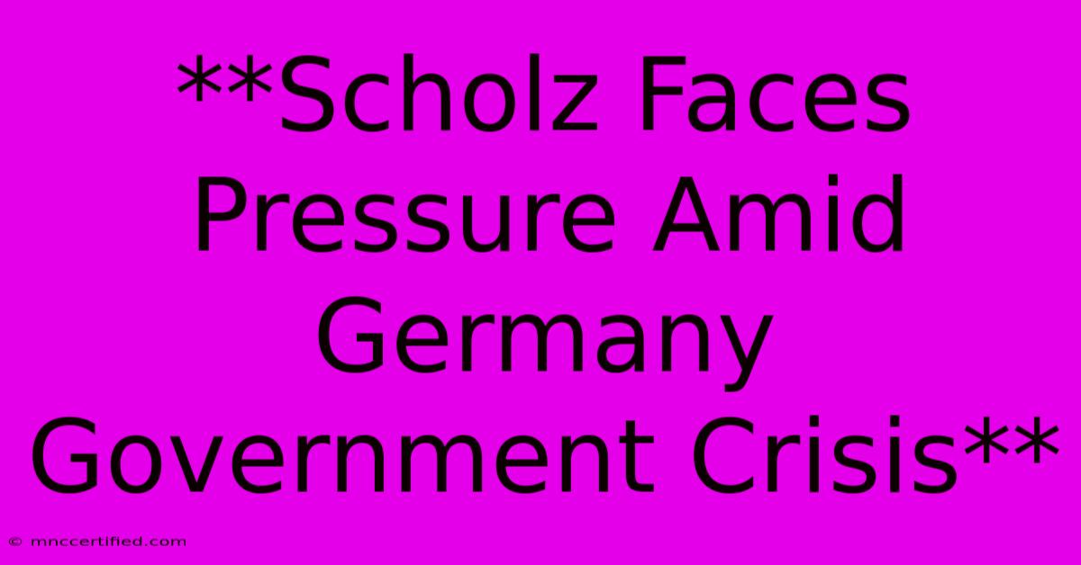 **Scholz Faces Pressure Amid Germany Government Crisis**