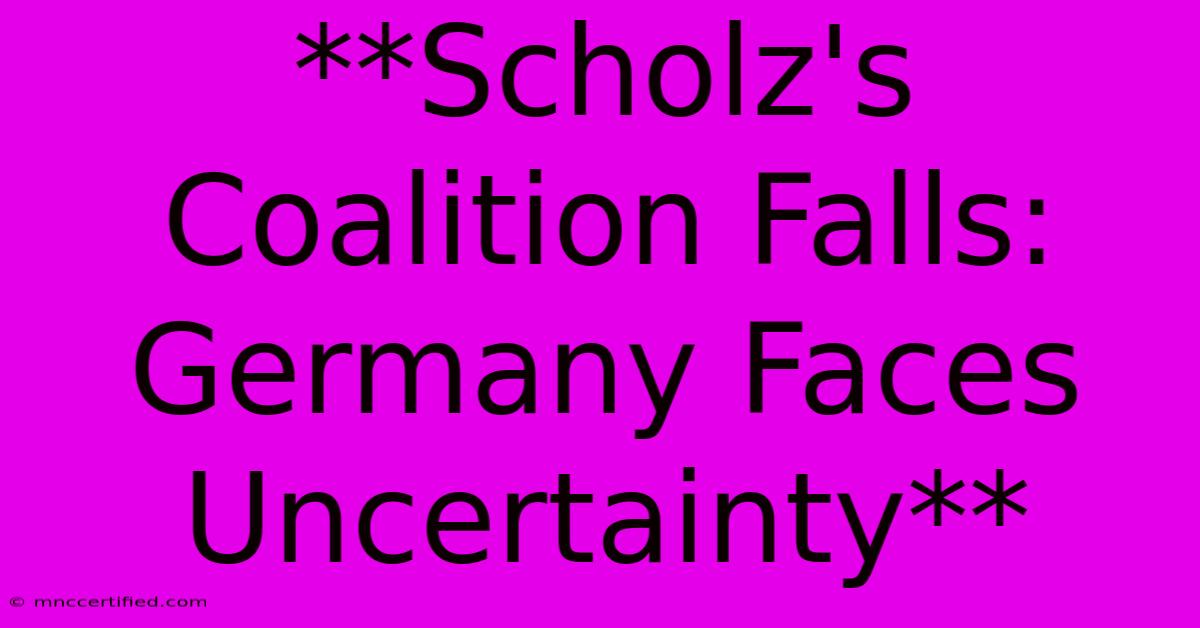 **Scholz's Coalition Falls: Germany Faces Uncertainty**