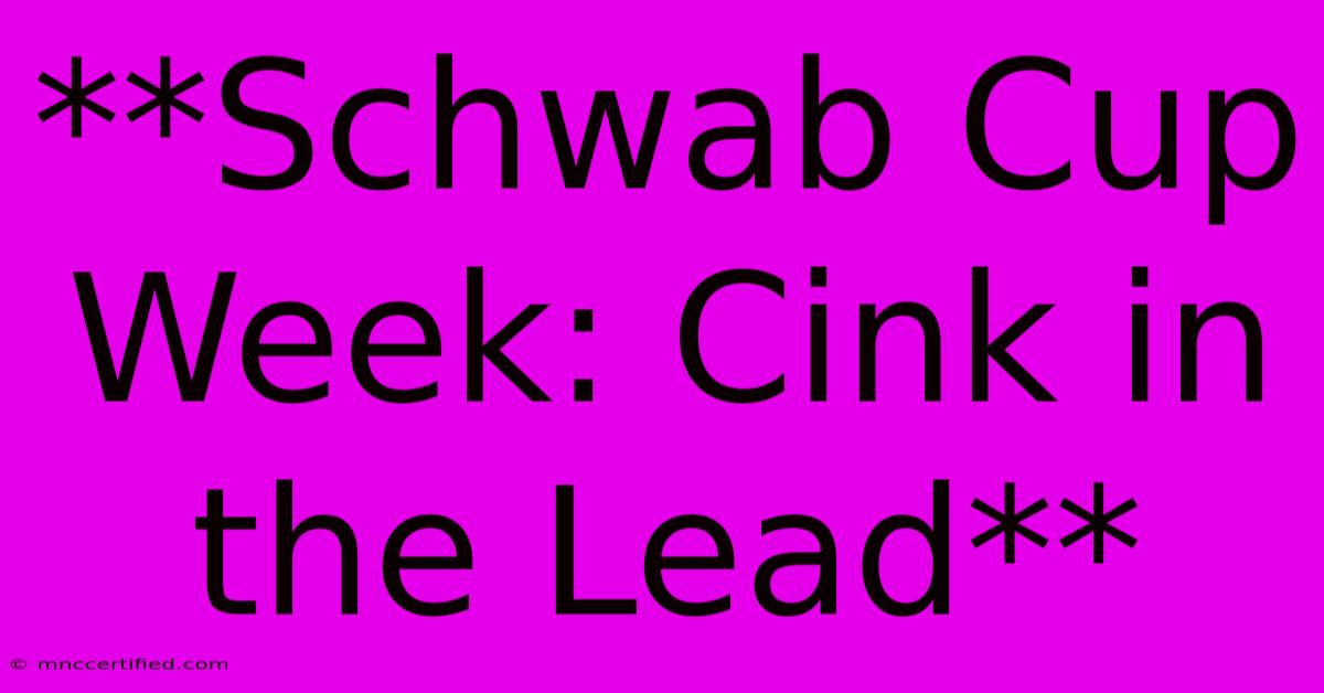 **Schwab Cup Week: Cink In The Lead**