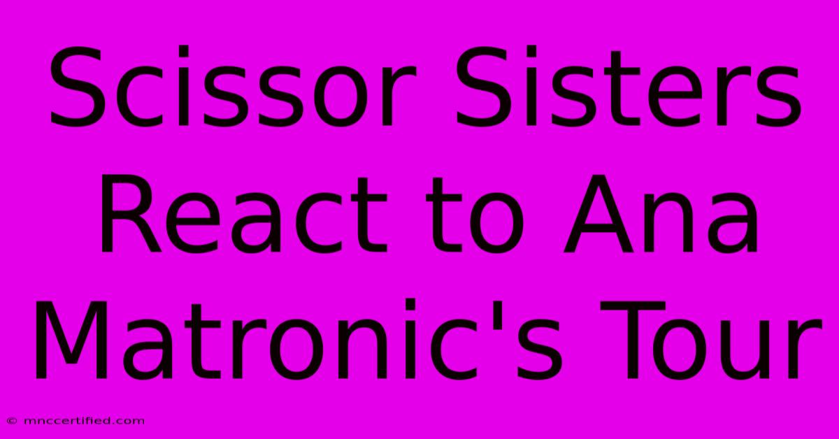 Scissor Sisters React To Ana Matronic's Tour 