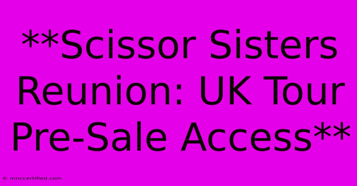 **Scissor Sisters Reunion: UK Tour Pre-Sale Access**