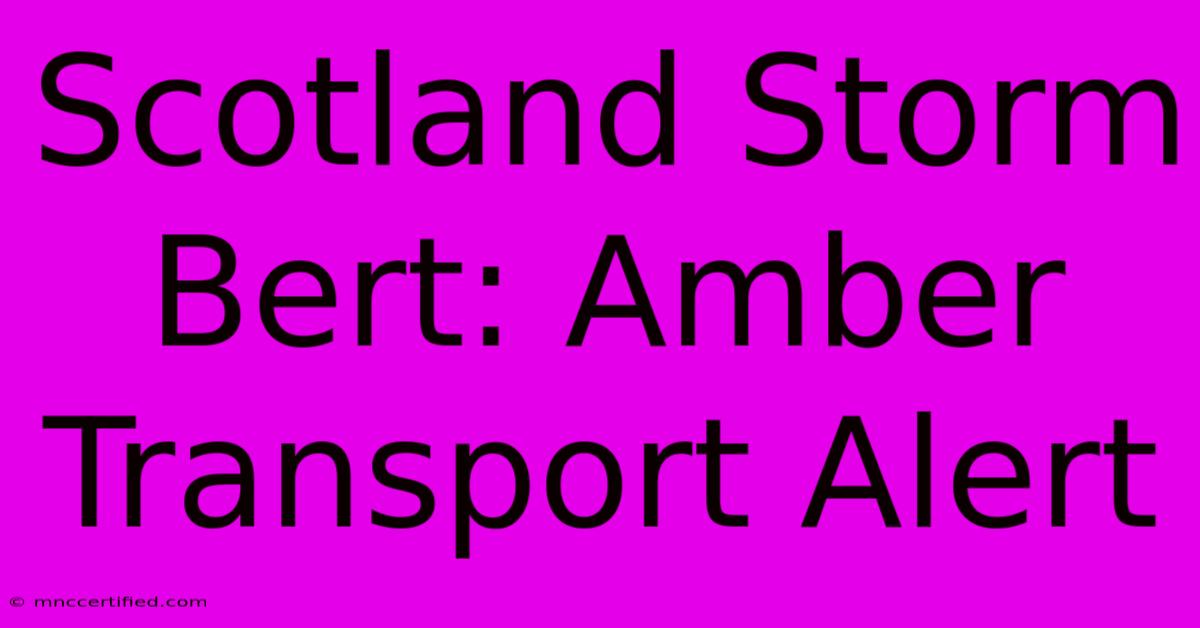 Scotland Storm Bert: Amber Transport Alert