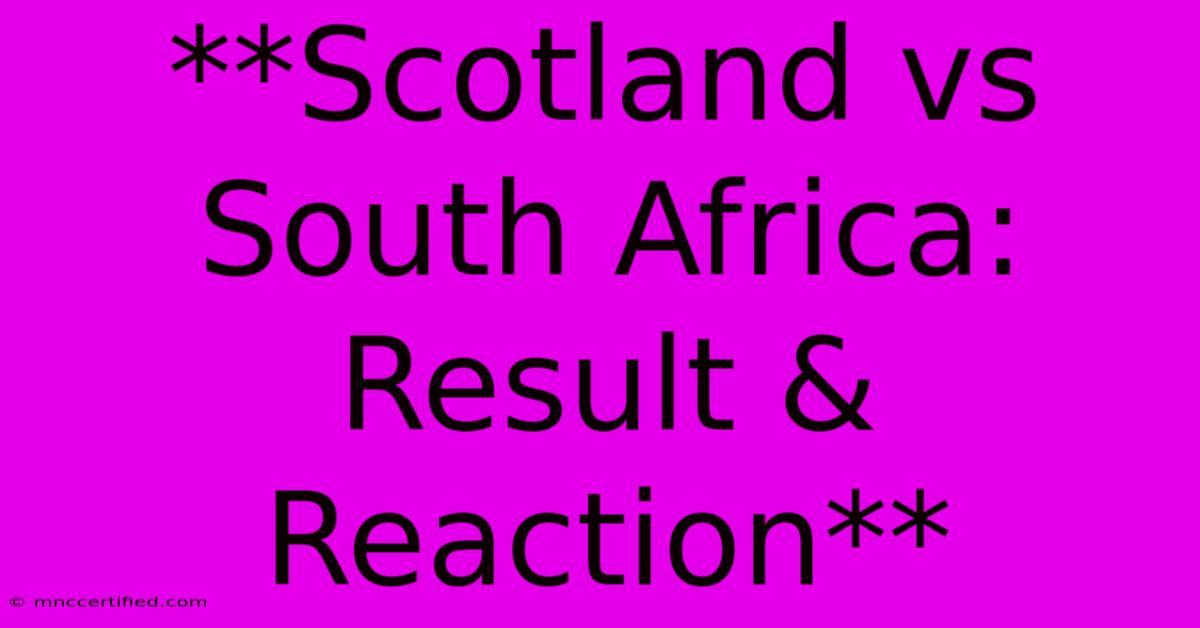 **Scotland Vs South Africa: Result & Reaction** 