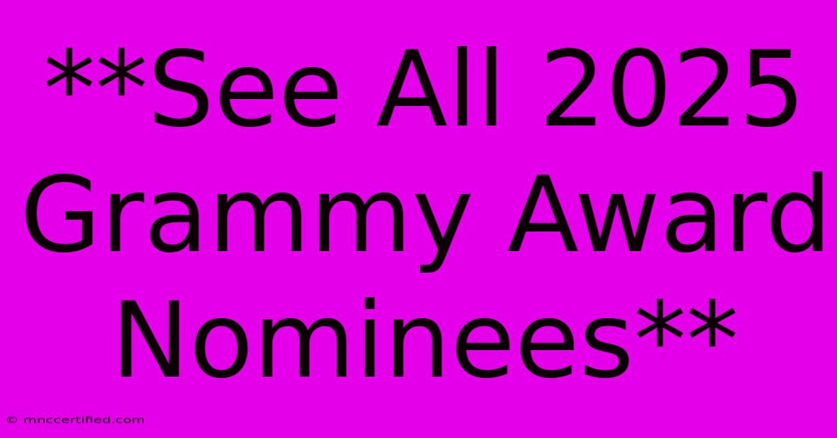 **See All 2025 Grammy Award Nominees**