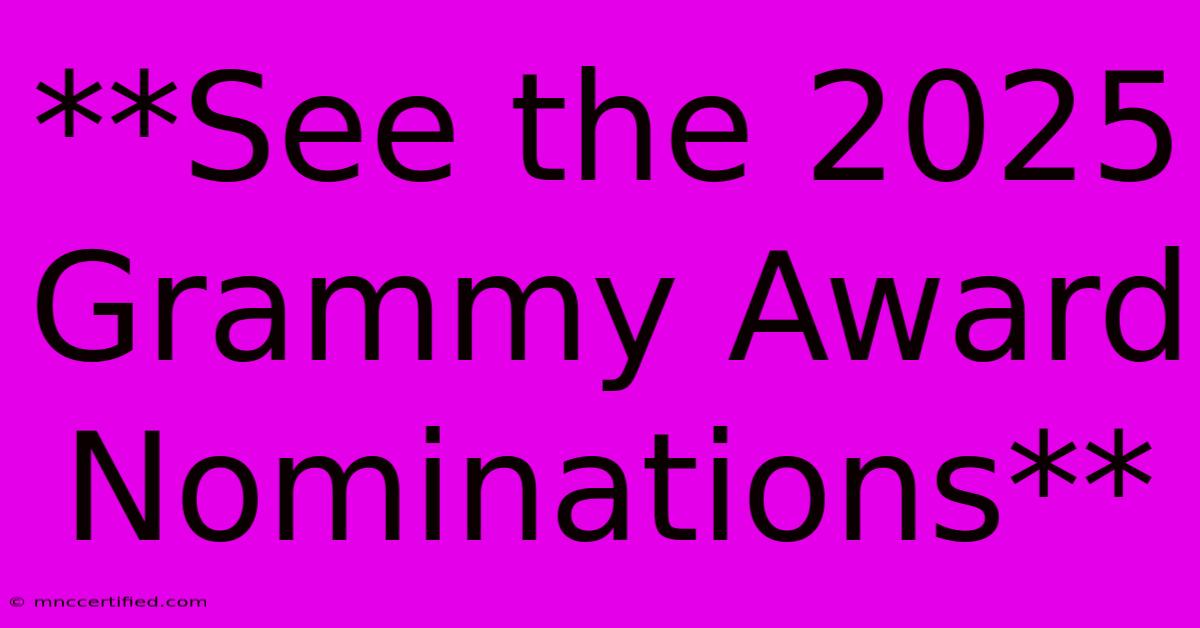 **See The 2025 Grammy Award Nominations**