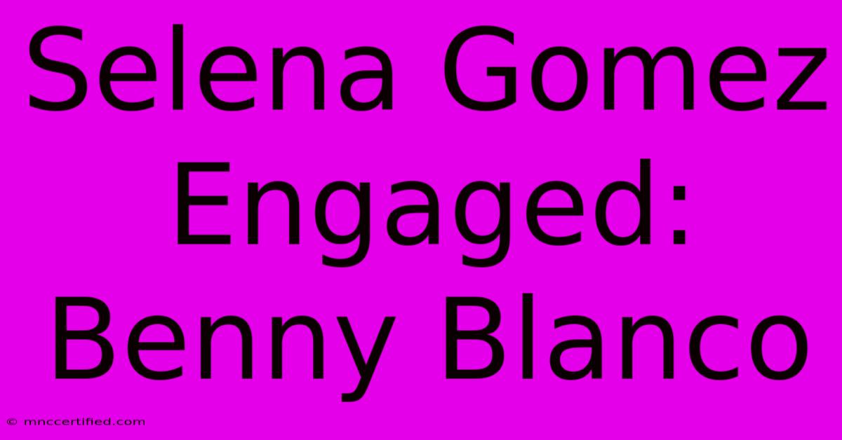 Selena Gomez Engaged: Benny Blanco