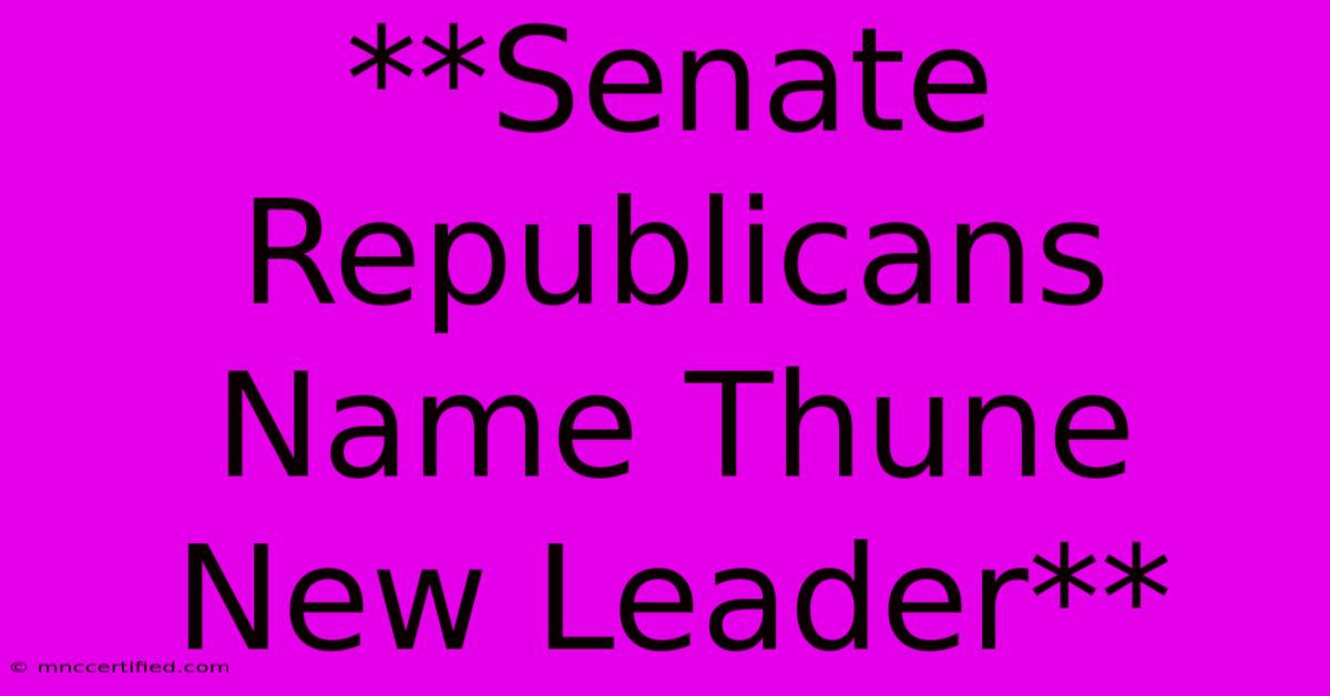 **Senate Republicans Name Thune New Leader** 