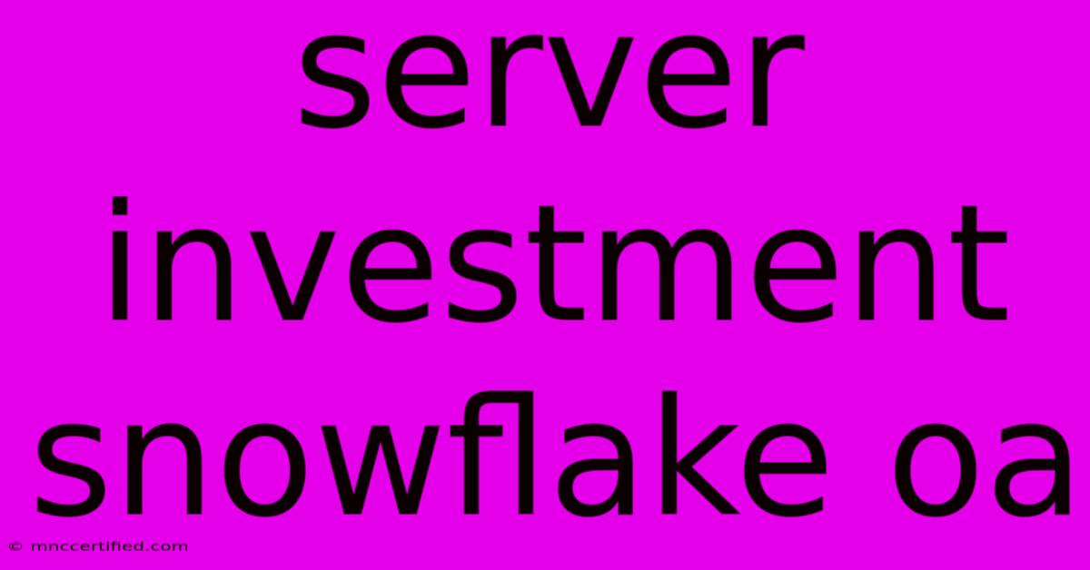 Server Investment Snowflake Oa