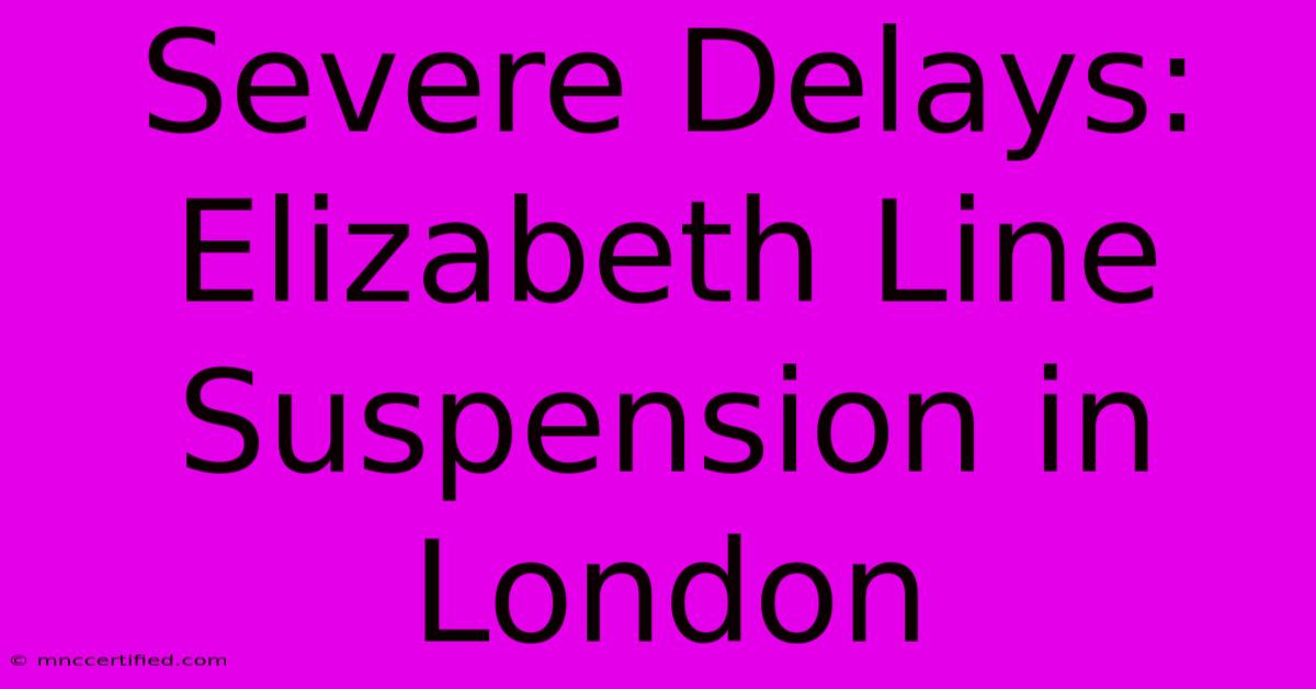 Severe Delays: Elizabeth Line Suspension In London