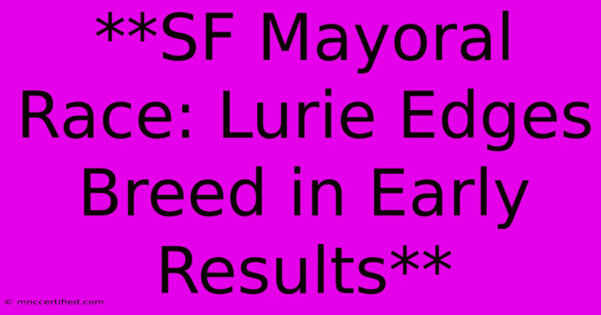 **SF Mayoral Race: Lurie Edges Breed In Early Results**