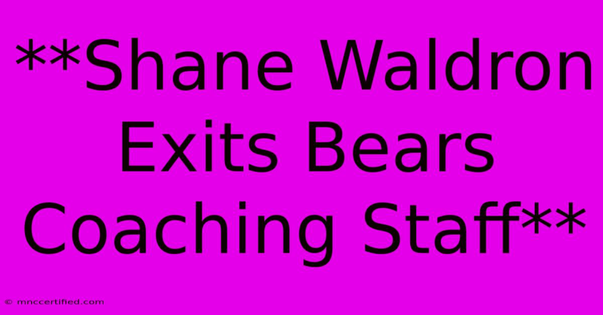 **Shane Waldron Exits Bears Coaching Staff** 