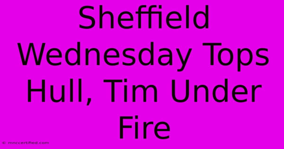 Sheffield Wednesday Tops Hull, Tim Under Fire