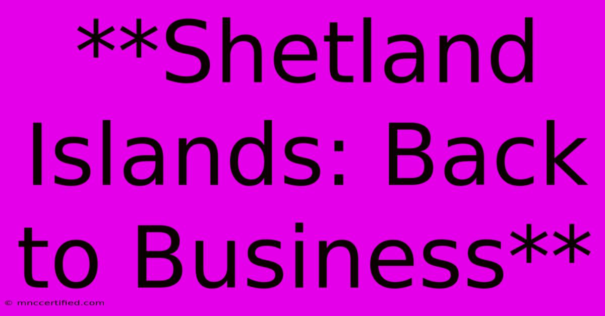 **Shetland Islands: Back To Business**