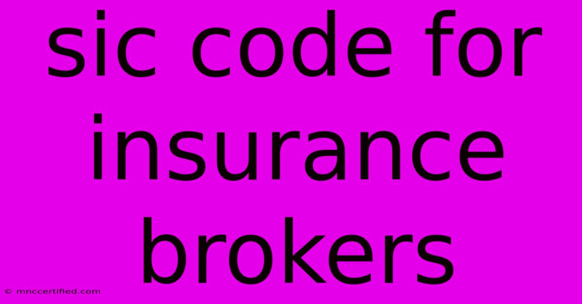 Sic Code For Insurance Brokers