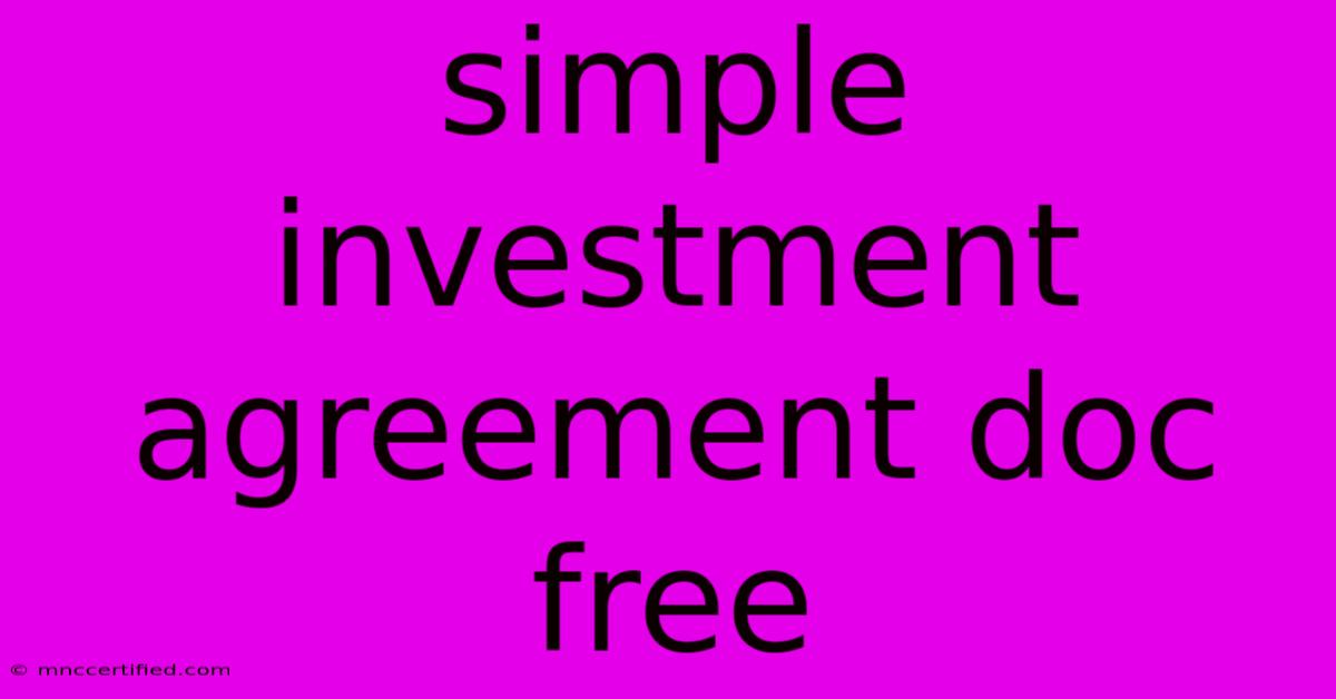 Simple Investment Agreement Doc Free