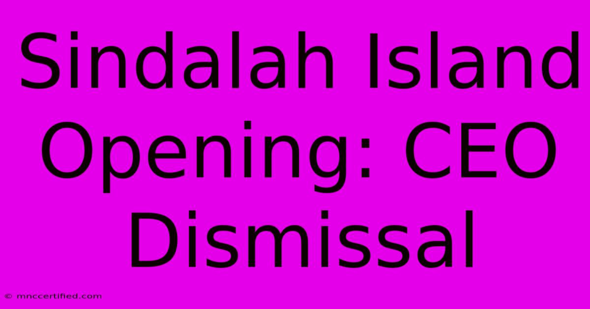 Sindalah Island Opening: CEO Dismissal